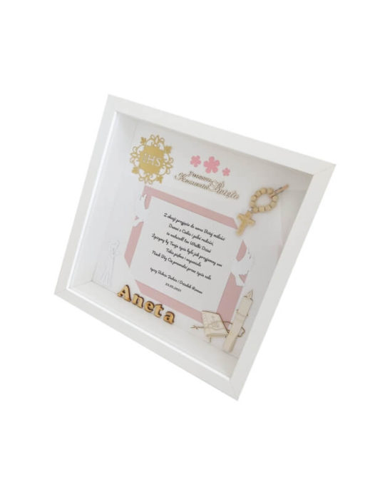 metryczka 27x27 bez zdjęcia na komunię dziewczynki aneta bok lewy