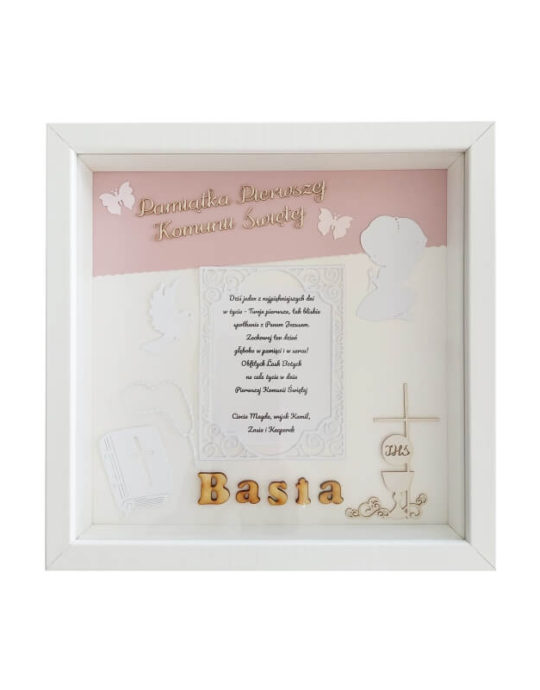 metryczka 25x25 na komunię dziewczynki basia