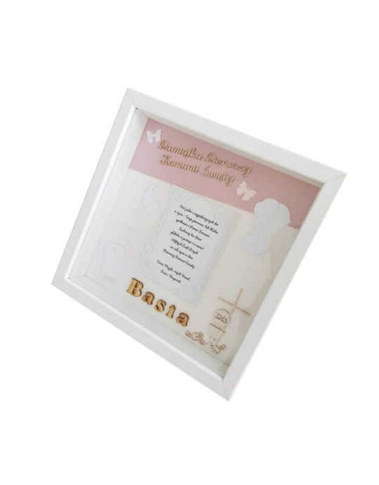 metryczka 25x25 na komunię dziewczynki basia bok prawy