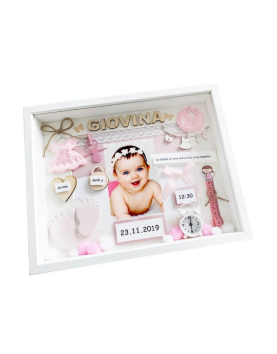 metryczka 30x37 dla dziewczynki na narodziny giovina lewy bok