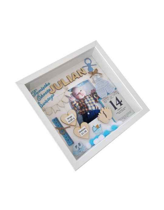 metryczka na chrzest dla ch艂opca 27x27 julian bok lewy