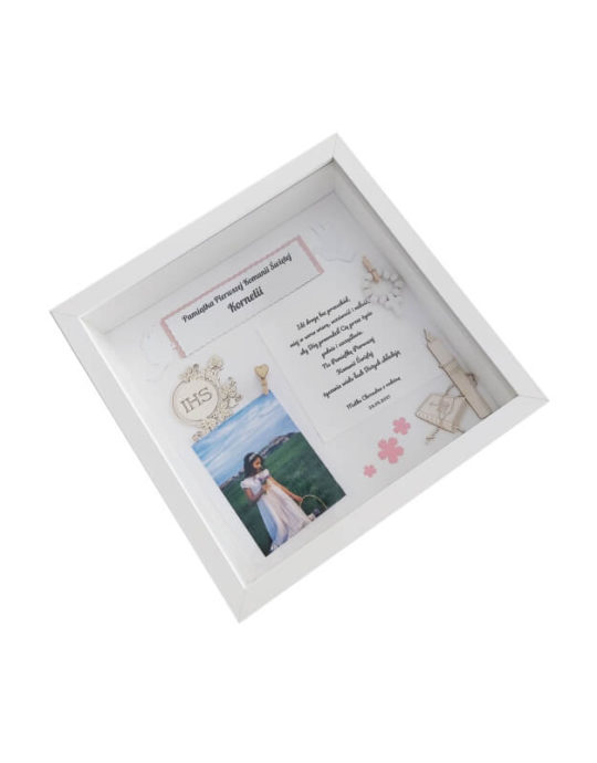 metryczka 27x27 na komunię dla dziewczynki ze zdjęciem kornelia bok prawy