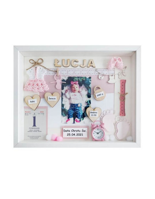 metryczka na chrzest dziewczynki łucja 30x37