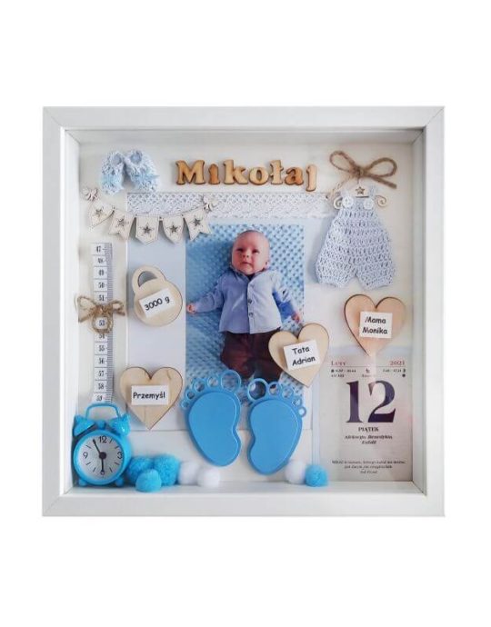 metryczka dla chłopca na narodziny michał 30x30