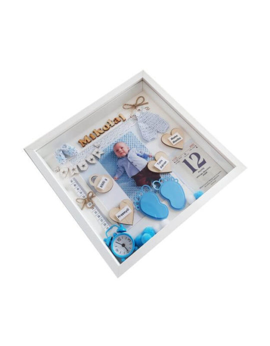 metryczka dla chłopca na narodziny michał 30x30 bok lewy