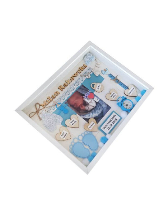 metryczka urodzenia chłopca milan 30x37 bok lewy