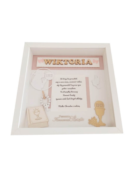 metryczka 27x27 na komunię dziewczynki wiktoria bok lewy