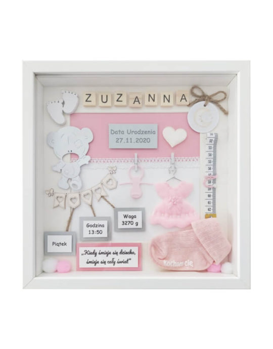 metryczka 30x30 bez zdjęcia dla dziewczynki zuzanna