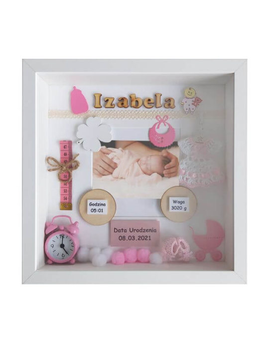 ramka narodzin 27x27 dla dziewczynki izabela