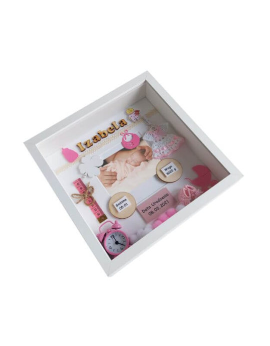 ramka narodzin 27x27 dla dziewczynki izabela bok prawy