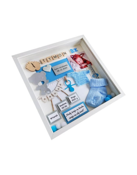 metryczka chlopca ze zdjeciem na nardziny tymon bok lewy