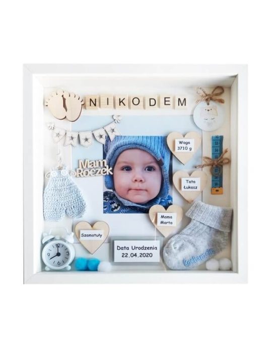 metryczka na roczek chlopca ze zdjeciem nikodem