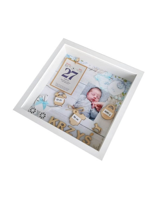 metryczka urodzenia chlopca ze zdjeciem krzys bok prawy