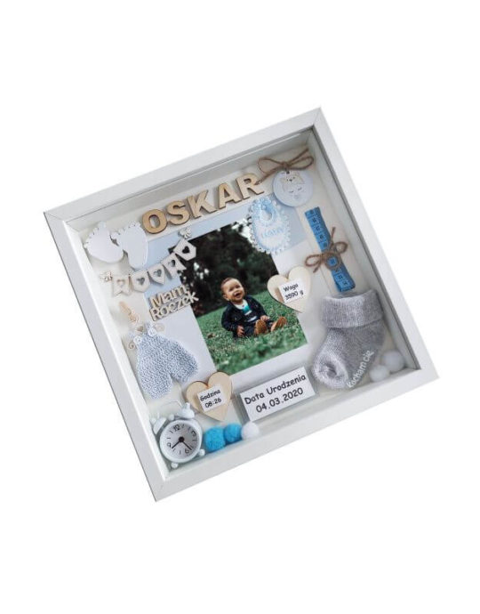 oskar metryczka na roczek ch艂opca 30x30 bok lewy