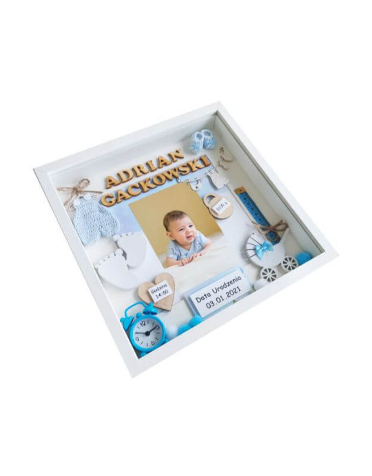 metryczka na chrzest dla ch艂opca adrian 30x30 bok lewy