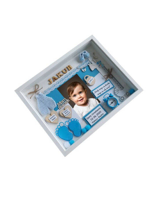 metryczka prezent na roczek dla chlopca ze zdjeciem jakub bok lewy