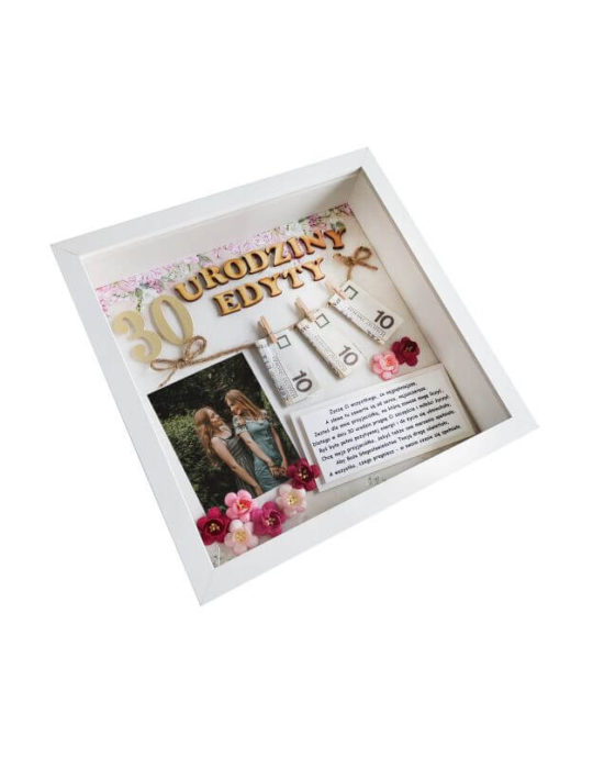 metryczka na 30 urodziny edyty w ramce 3d bok lewy