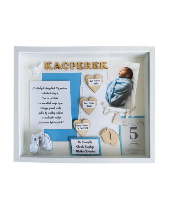 metryczka na chrzest dla chlopca z modlitwa kacperek