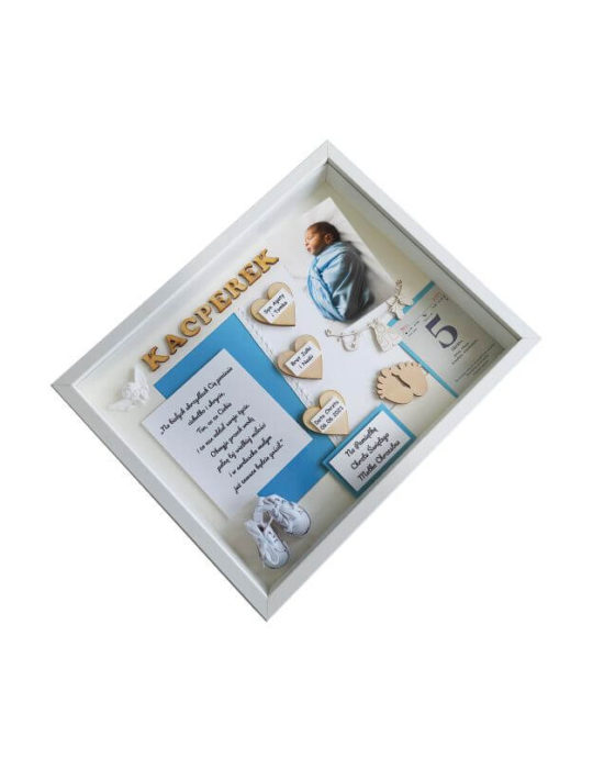 metryczka na chrzest dla chlopca z modlitwa kacperek bok lewy