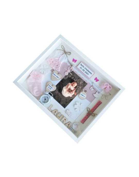 metryczka na prezent z okazji narodzin dziewczynki laura bok lewy