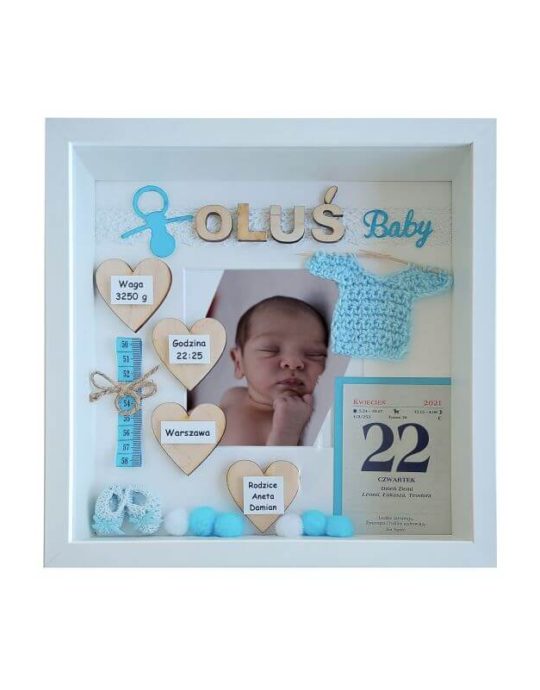 metryczka na prezent z okazji narodzin olus