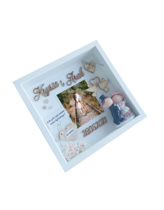 pami膮tka na 艣lub krysia i arek w formie metryczki 3d bok prawy