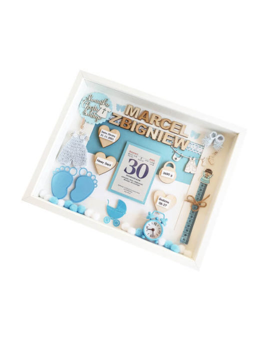 metryczka chrztu chlopca bez zdjecia marcel bok lewy