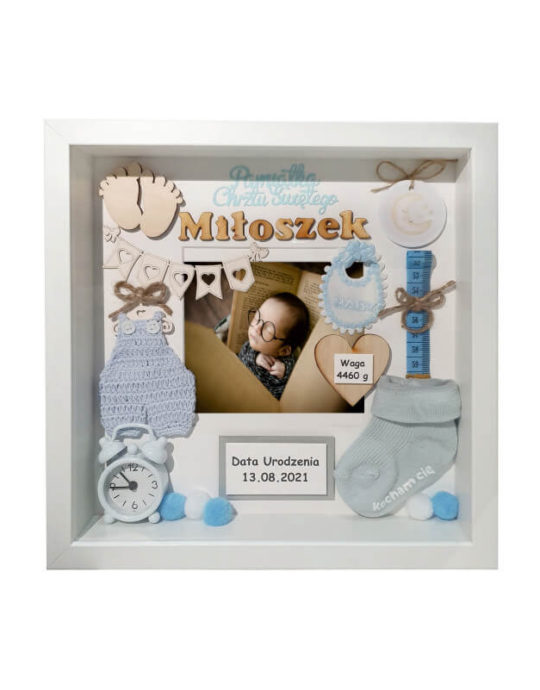 metryczka chrztu swietego chlopca miloszek ze zdjeciem