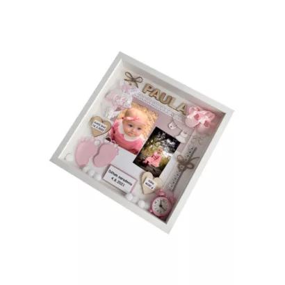 prezent ramka na narodziny dziewczynki z dwoma zdjęciami Paula bok lewy