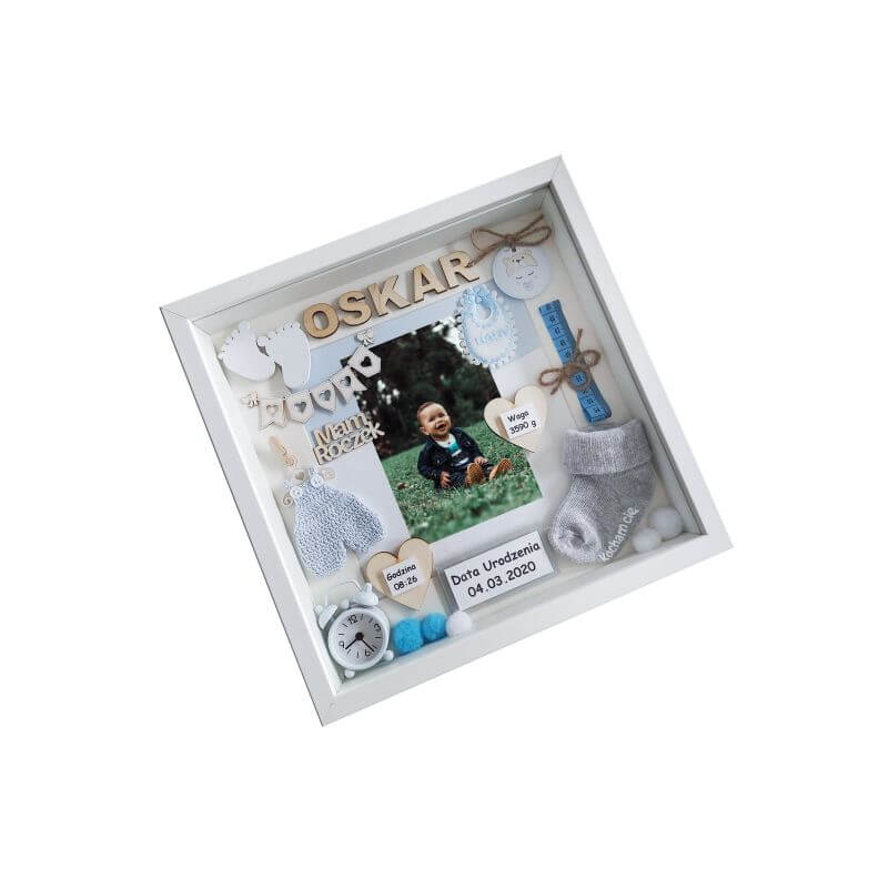 Metryczka na roczek chłopca ze zdjęciem 30x30 Oskar - widok 2