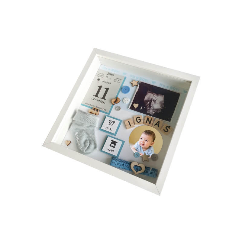 Metryczka urodzenia chłopca ze zdjęciem USG 25x25 Ignaś - obrazek 3